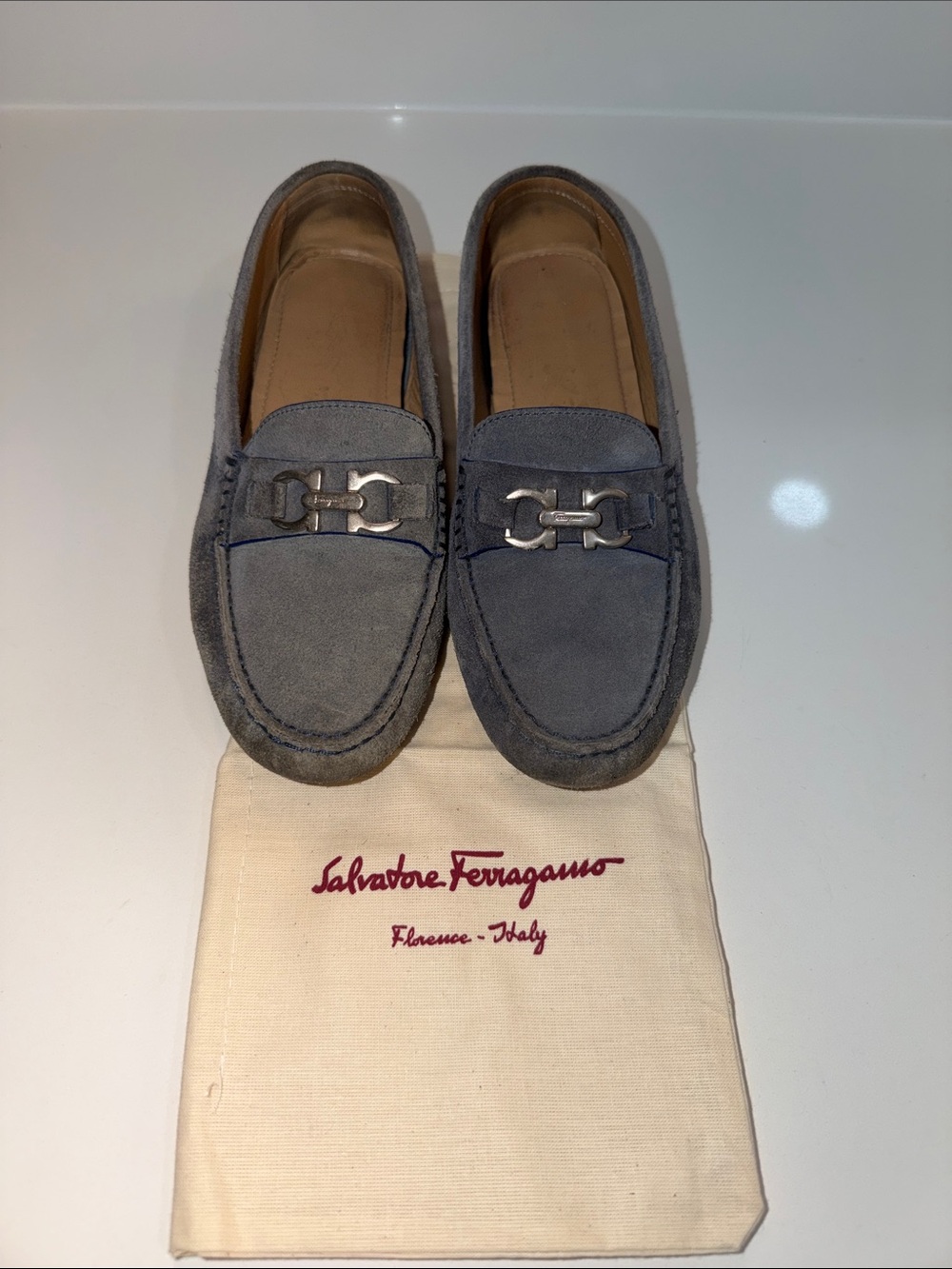 Salvatore Ferragamo Women’s Suede Bit Loafers in blue